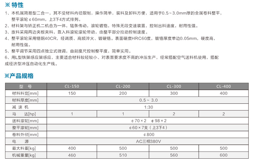 自動送料矯正機CL產品說明