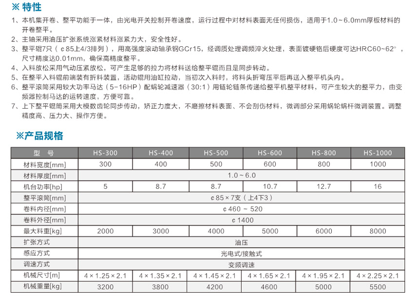 厚板二合一整平機HS產品說明